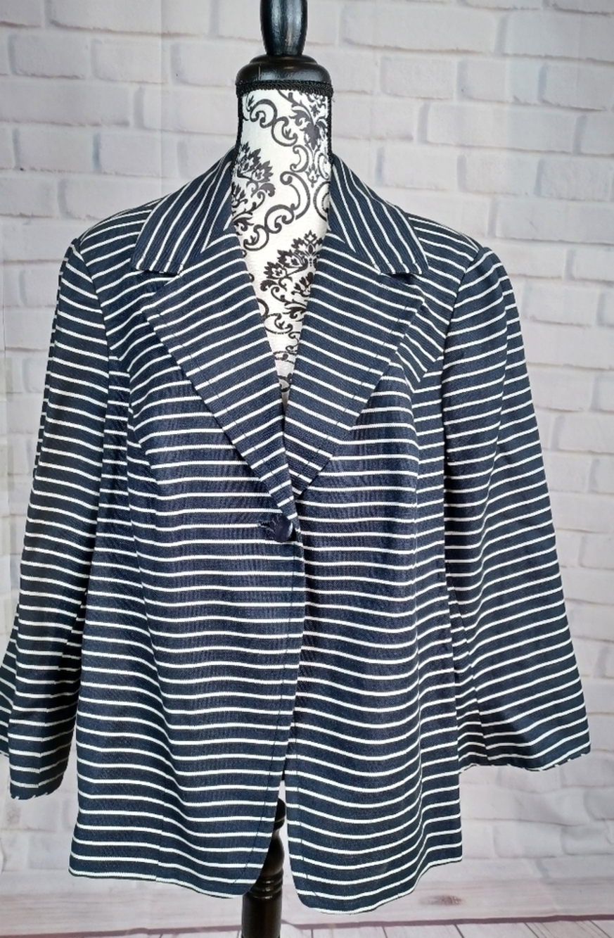 Coldwater creek women's striped print lined button front jacket size 20/22 Clo1